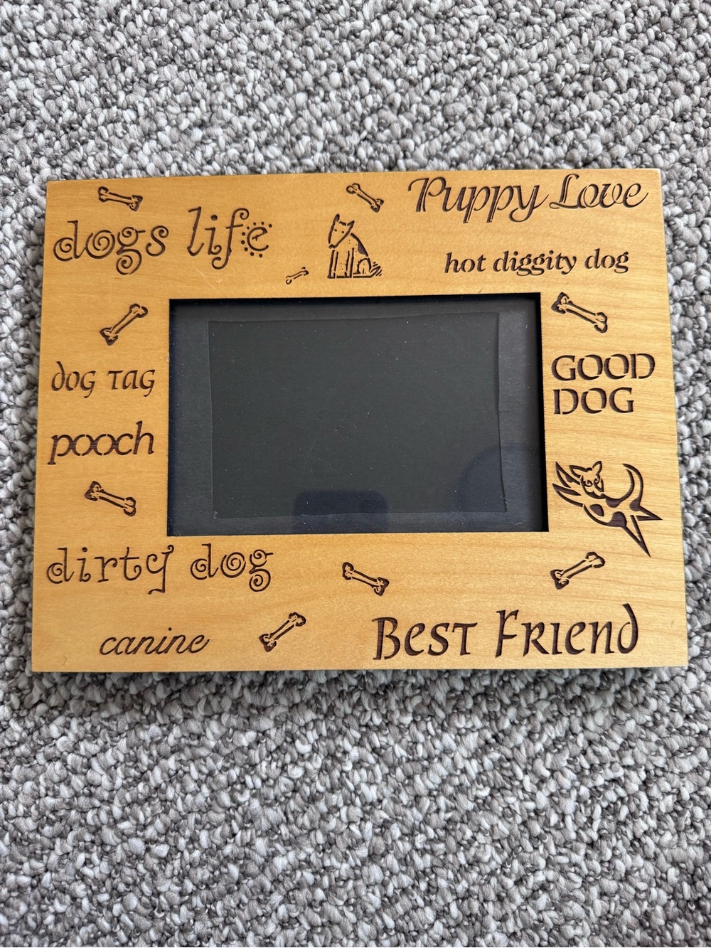 Wooden Dog Photo Frame - Best Friend - Natural Brown